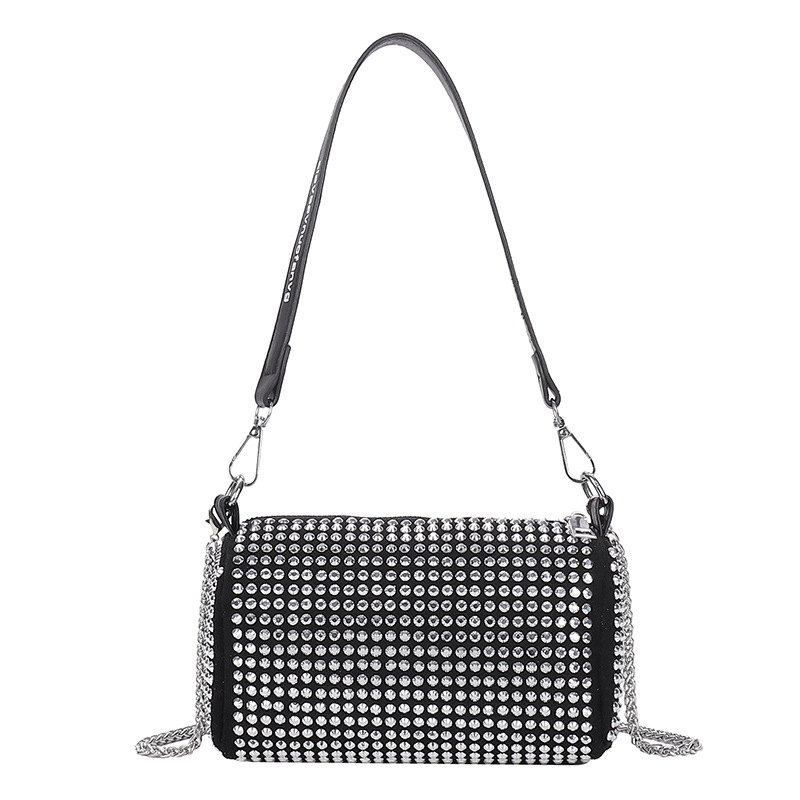 Crossbody Bag Women's King Same Bag Rhinestone Chain Bag Women's Diamond-Embedded Small Square Bag Portable Shoulder Bag Women's Bag Bags