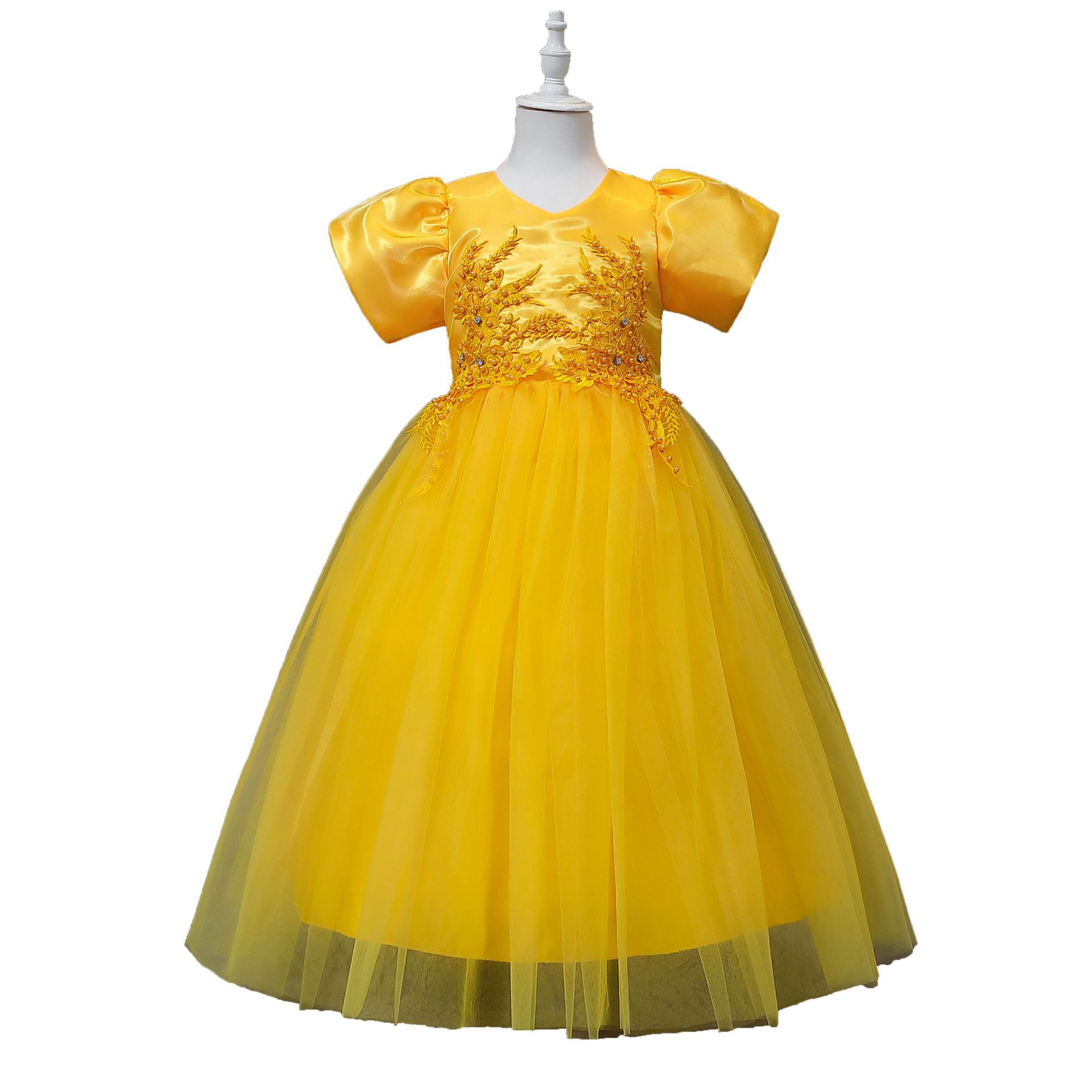 Princess Duoduo High-End Girl's Gown Long Fashionable Dress Performance Host Pettiskirt