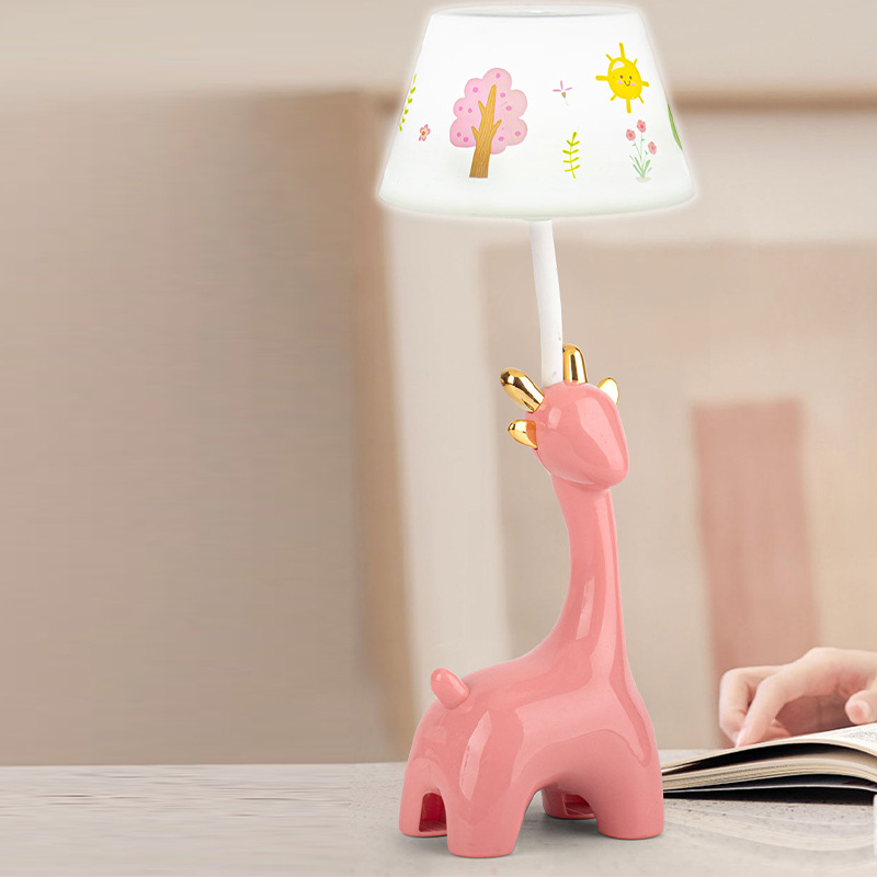 Giraffe Table Lamp Second-Gear Brightness Hose Angle Adjustment Dual-Purpose Charging and Plug-in Children's Room Eye Protection Led Study Lamp