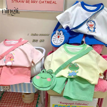 柠里韩国童装兄妹装女宝夏装两件套棉质可爱卡通儿童夏天短袖套装