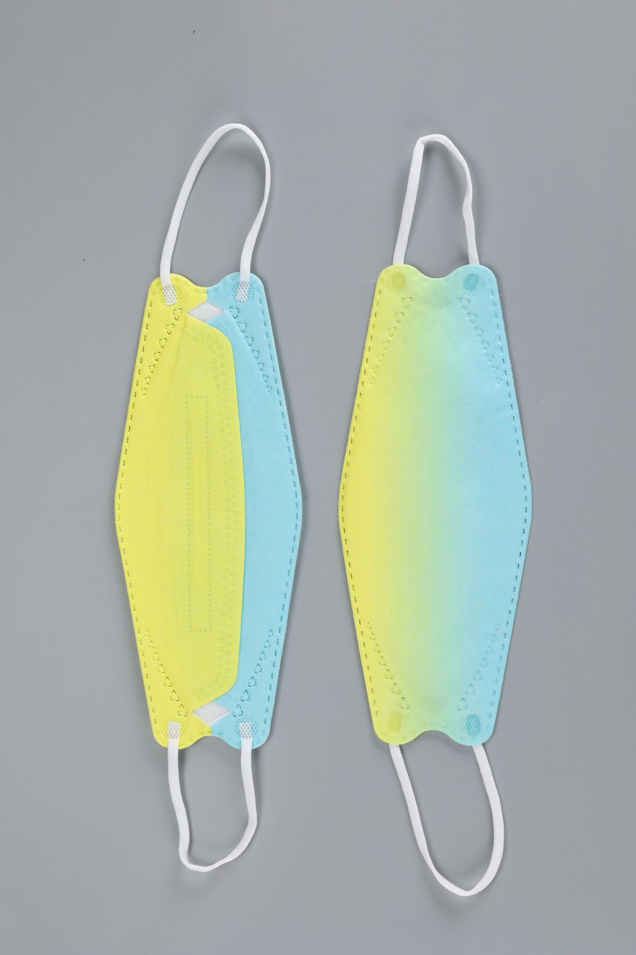 韩版kn94口罩渐变色鱼型口罩柳叶口罩kn95成人面罩彩虹色时尚4d