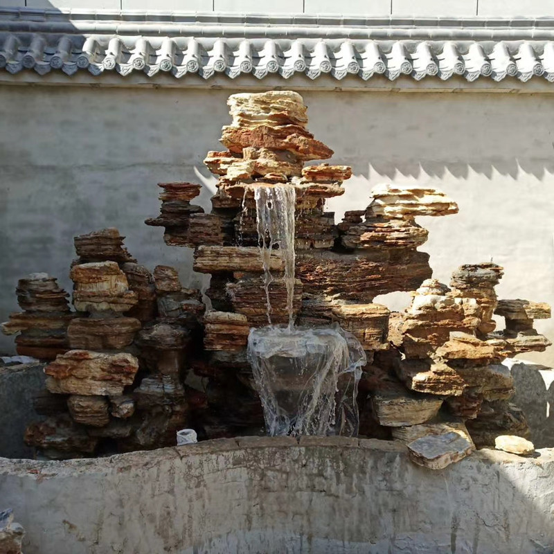 定制千层石假山 园林景观石免费现场设计千层石泰山石假山摆件