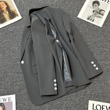 深灰色春秋新款西装外套女2024年设计感后背一粒扣气质开叉西服潮