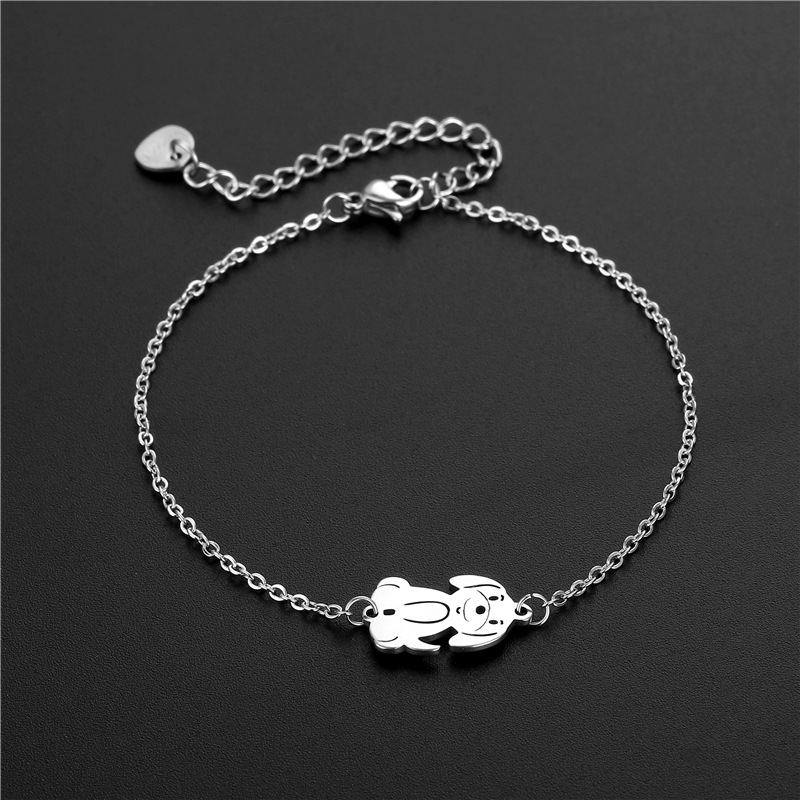 Amazon Popular Cute Dog Bracelet Female Zodiac Puppy Bracelet Stainless Steel Cross Bracelet Accessories