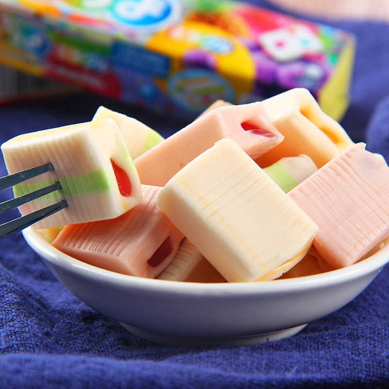 日本uha/悠哈味觉糖 果汁普超什锦软糖3味夹心水果味软糖90g*6包