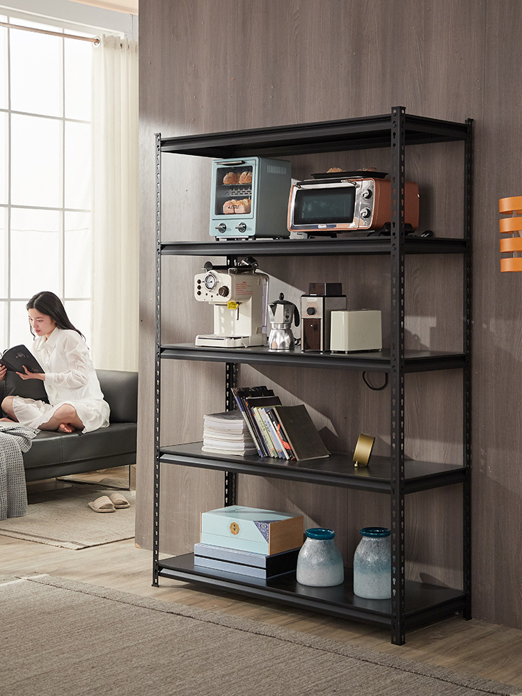 佑企货架黑色家用仓库仓储物架阳台展示铁架置物架多层超市杂物架