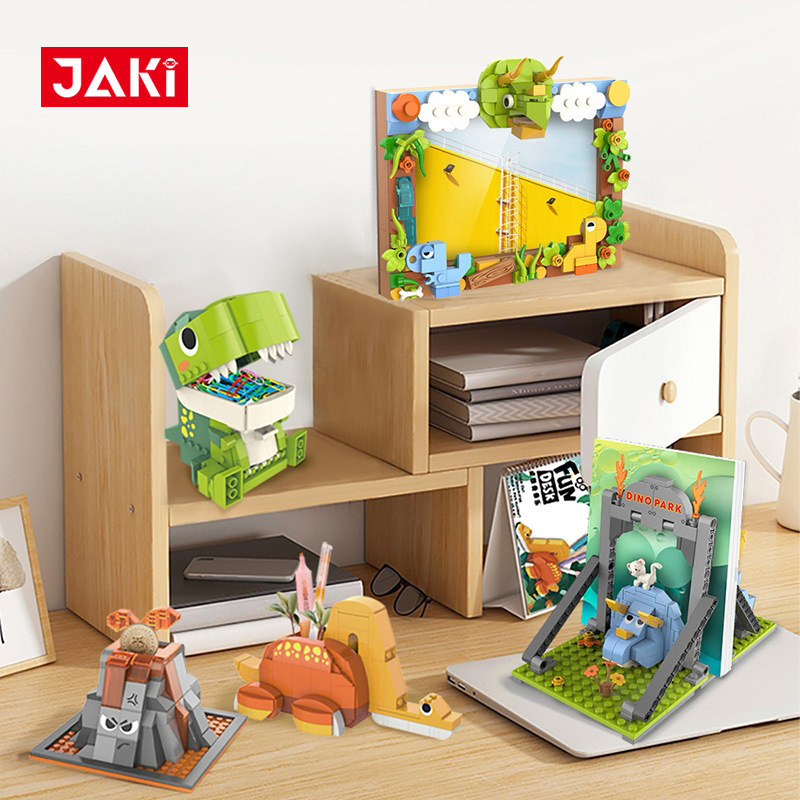 Jaki Jiaqi Compatible with Lego Building Blocks Dinosaur Photo Frame Storage Desktop Assembled Pen Holder Stationery Cartoon Toy Gift