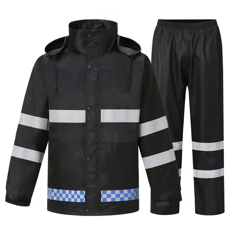 Traffic Duty Raincoat Rain Pants Suit Fluorescent Green Outdoor Adult Sanitation Reflective Split Raincoat Emergency Flood Control