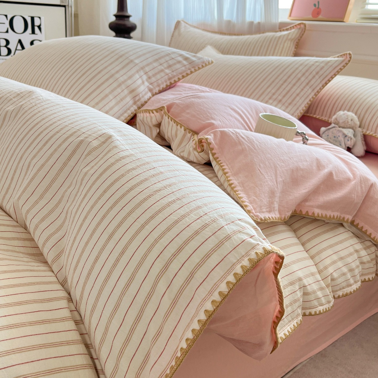 全棉纯棉水洗棉四件套学生宿舍床单被套罩床笠款三4件套床上用品