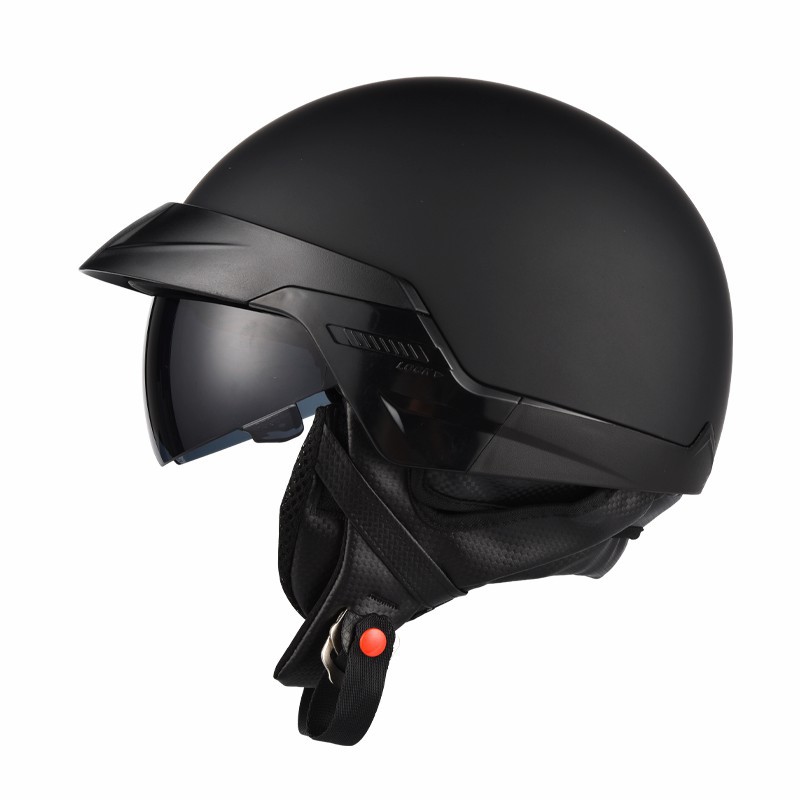 816新哈雷复古摩托车头盔带内置镜片耳朵包围机车头盔dot认证头盔