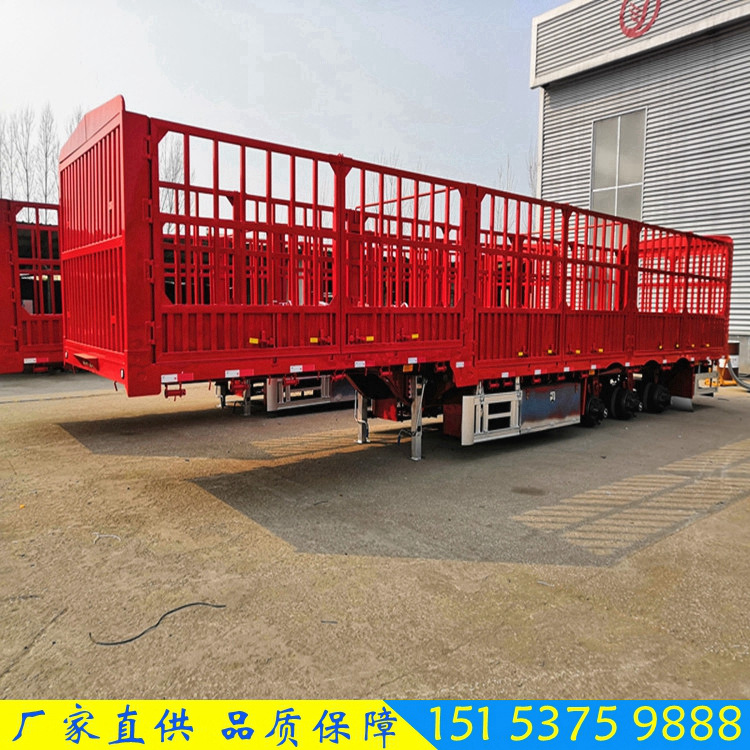 高栏侧翻自卸半挂运输车 轻型仓栏式半挂车 平板花栏运输车货车