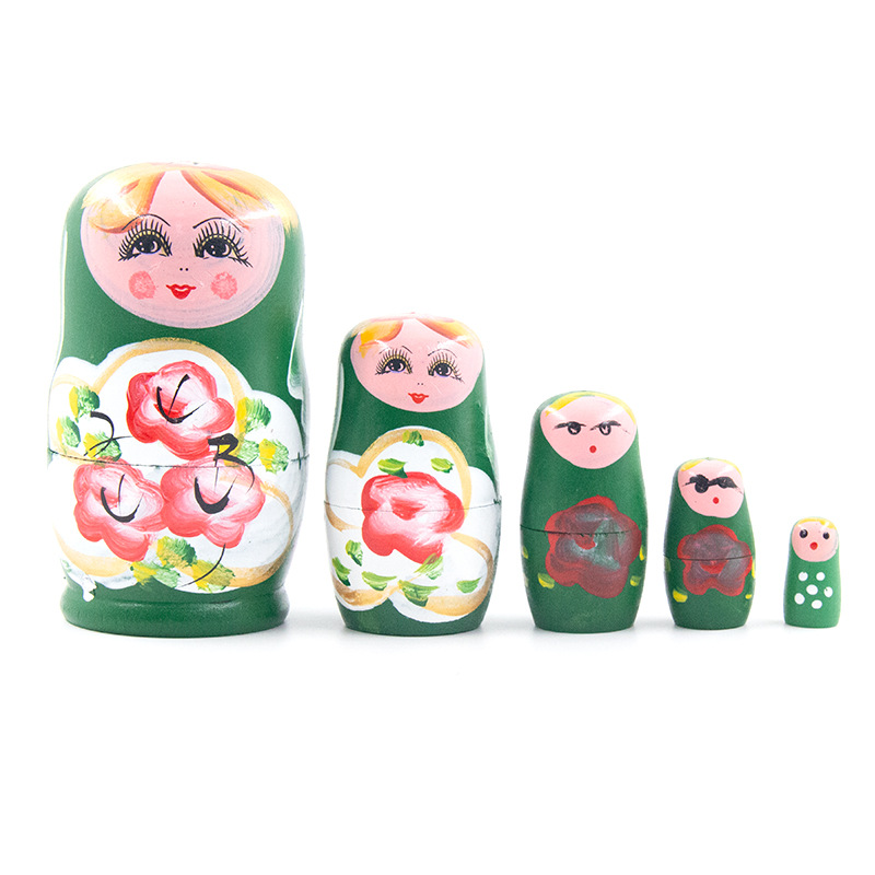 Russia Matryoshka Doll Five-Layer Hand Painted Paint Tourist Attractions Stall Supply Wooden Craftwork Decoration Toys Wholesale