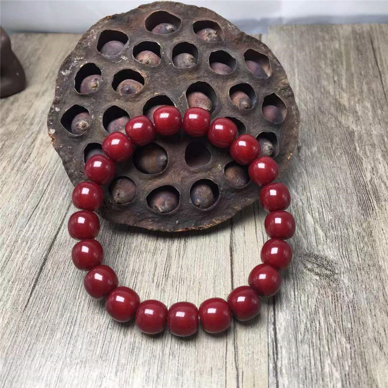 白玉菩提根老型桶朱砂供菩提子男女款手串手链项链念珠佛珠108颗