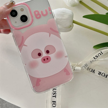 粉色面膜小猪iPhone14promax手机壳14透明11/12pro苹果13可爱15