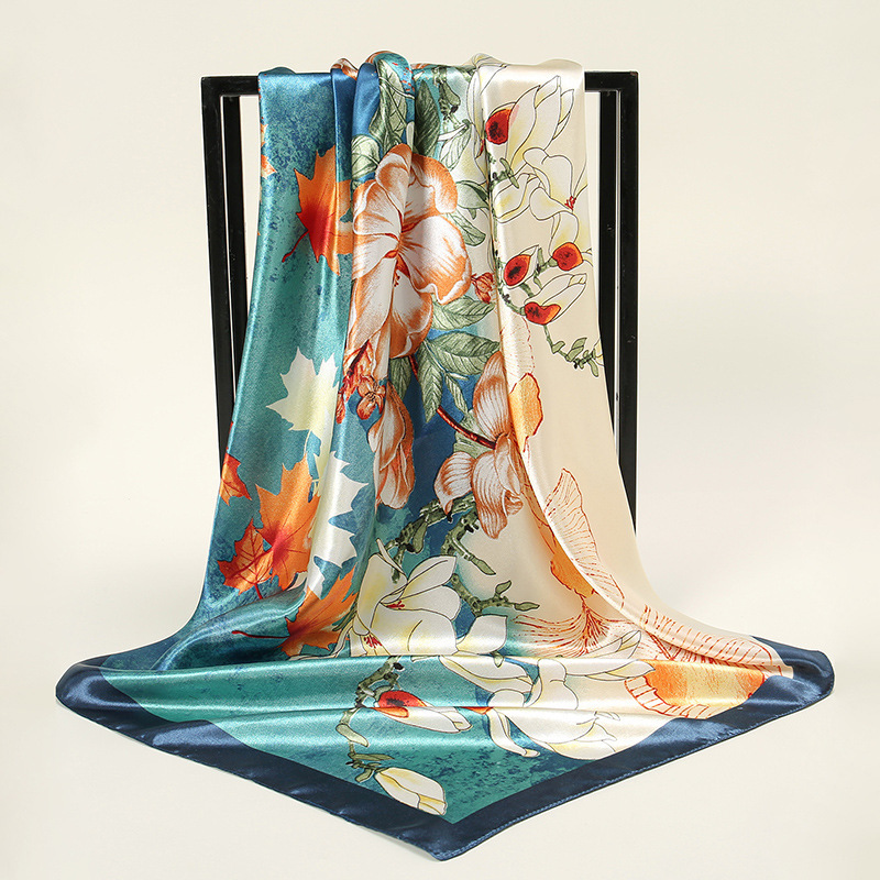 Hangzhou Silk 90x90 Artificial Silk Large Kerchief Mother's High-End Scarf Women's 2024 New Shawl All-Matching Spring and Autumn