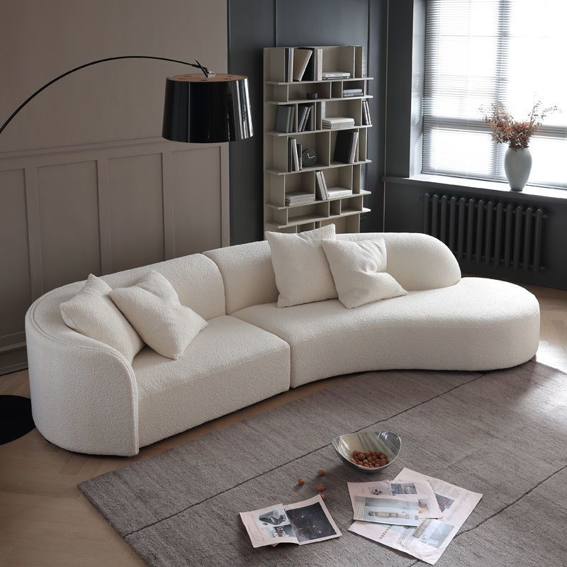 lazy sofa lambswool cream style living room small apartment light luxury new internet celebrity fabric curved sofa clothing store