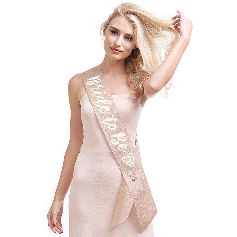 闪粉葱粉玫瑰金礼仪带飘带搭配bride to be肩带单身派对拍照用品