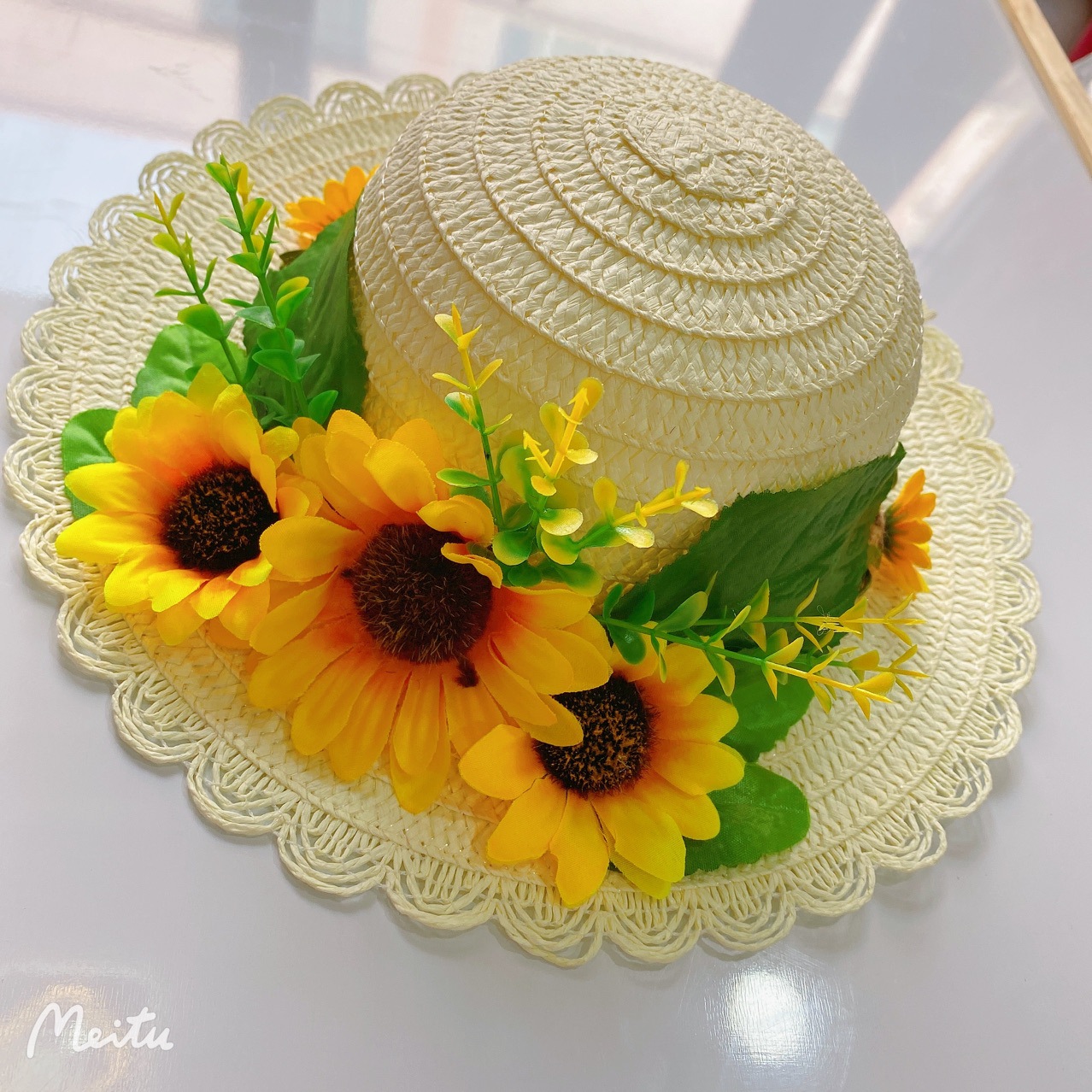 草帽儿童diy创意制作手工草帽走廊墙面装饰亲子暖场活动专用草帽