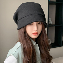 2023韩版秋冬新款帽子女时尚百搭纯色堆堆套秋季薄款学生包头帽潮