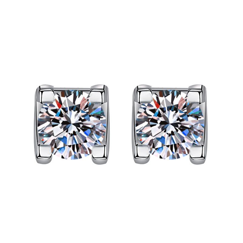 经典时尚百搭款牛头角四爪耳钉一克拉气质仿莫桑钻耳饰直播货源