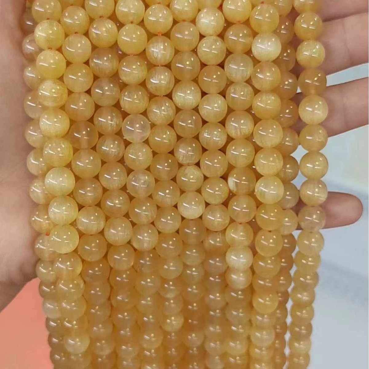 天然黄色方解石圆珠 黄劳力仕散珠橙方解半成品diy饰品配件-阿里巴巴