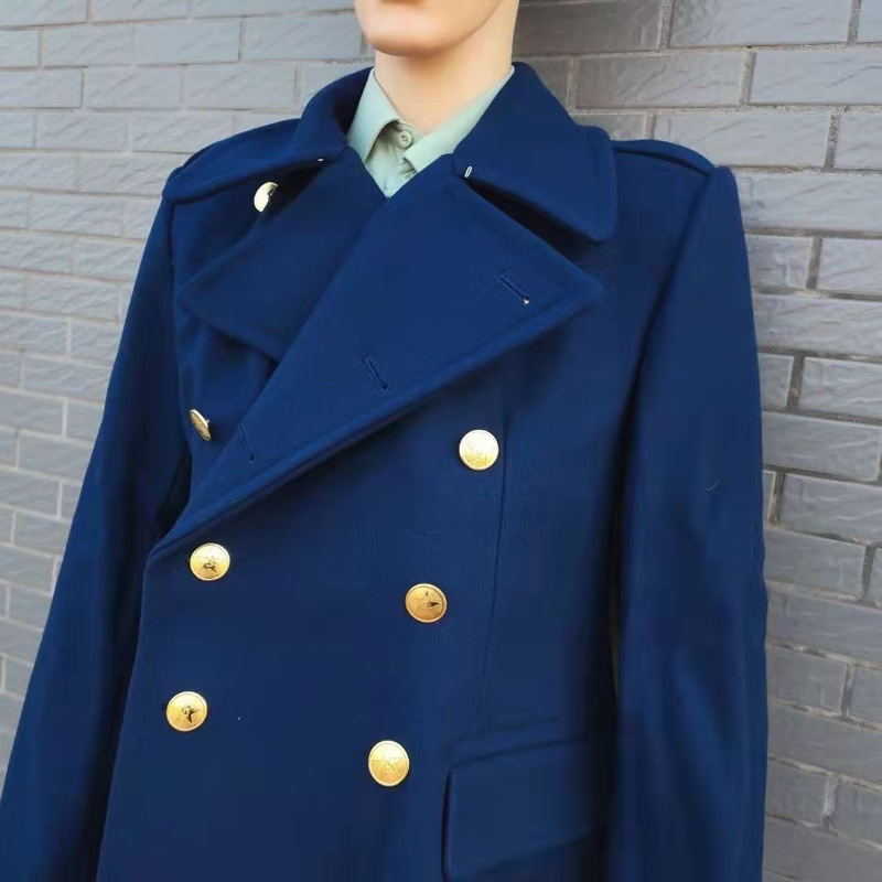 老干部海呢子大衣 海蓝色男士干部呢子大衣 双排扣羊毛尉呢子大衣