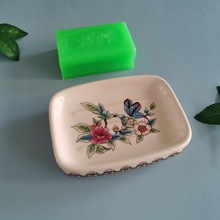 新款创意时尚长方形陶瓷肥皂盒家用沥水肥皂碟免打孔浴室摆件收纳