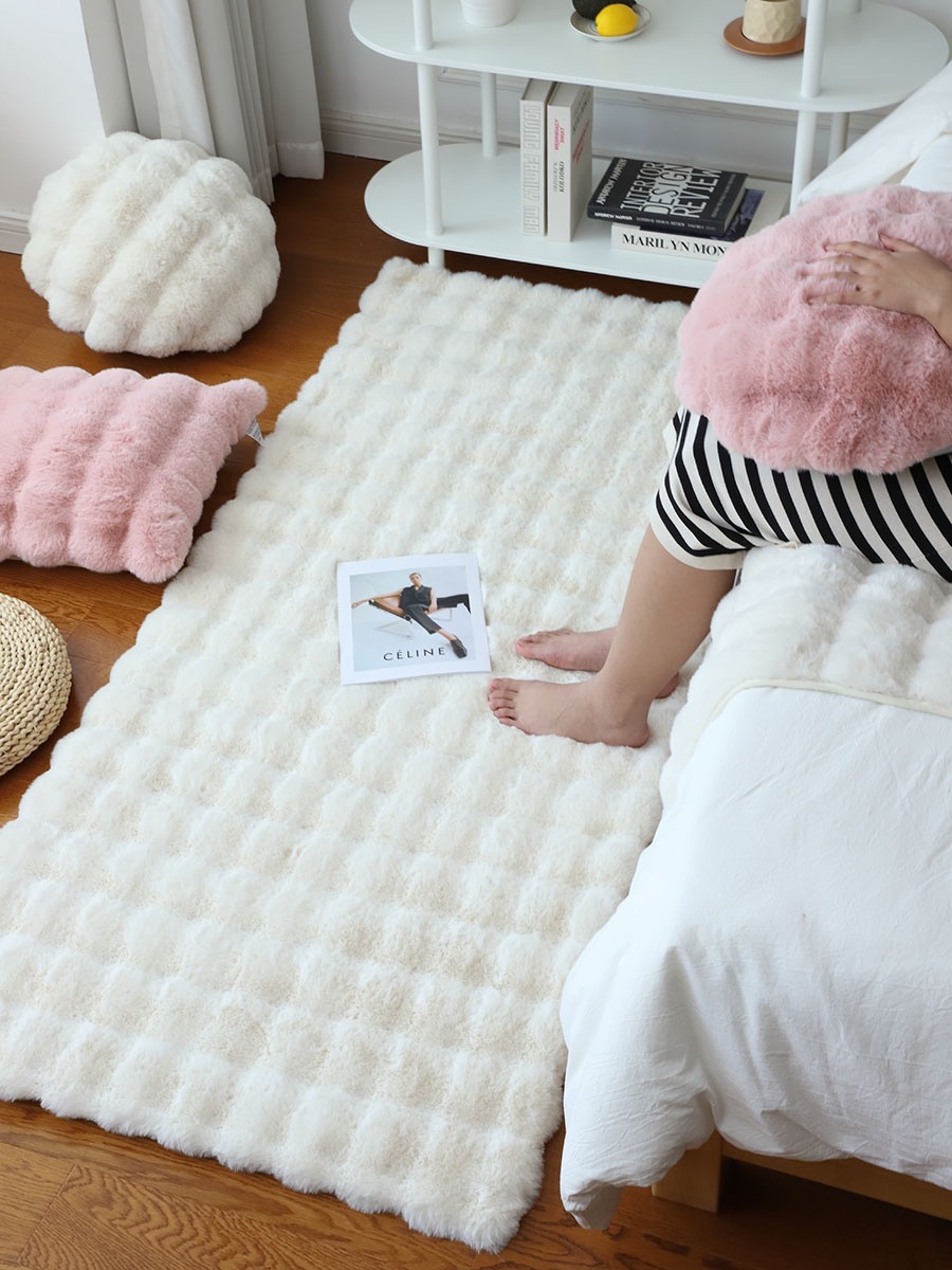 Ins Cream Style Bubble Velvet Living Room Sofa Imitation Rabbit Fur Long Rug Bedroom Bedside Blanket Imitation Leather Foot Pad