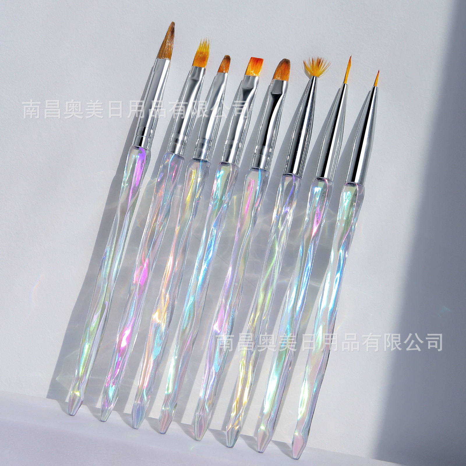 跨境日系渐变美甲笔刷8支套装 拉线晕染光疗笔美甲工具笔刷批发
