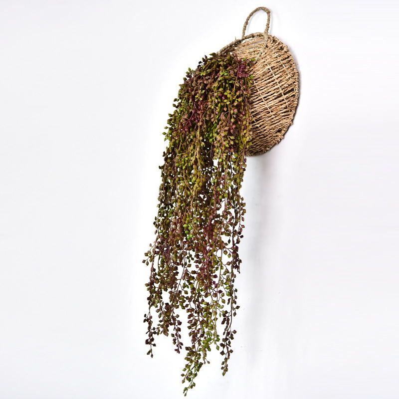 藤墙壁壁挂花织花编织假花花篮吊装饰框框框子仿真花草编花花盆挂