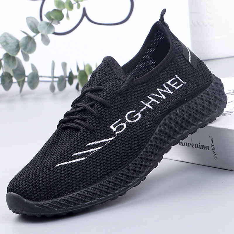 Factory Bottom-Adding Old Beijing Cloth Shoes Women's Spring and Autumn Student Single-Layer Shoes Flyknit Breathable Comfortable Walking Shoes