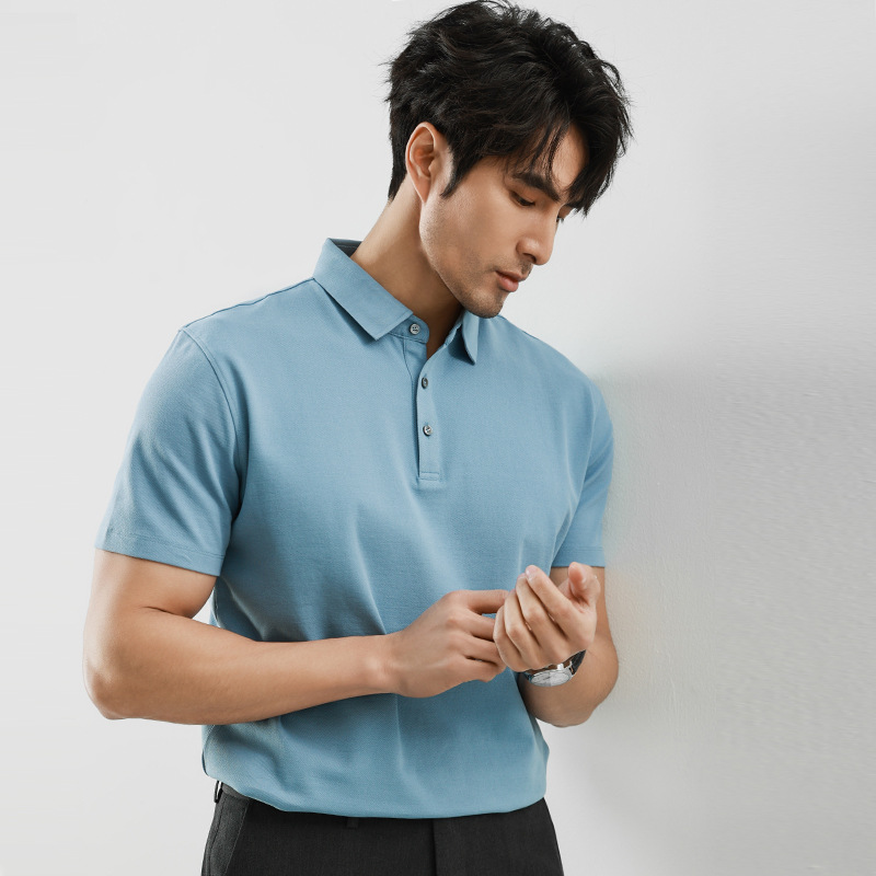 翻领t恤polo衫夏季短袖潮流蚕丝体恤商务休闲上衣夏装薄款男士