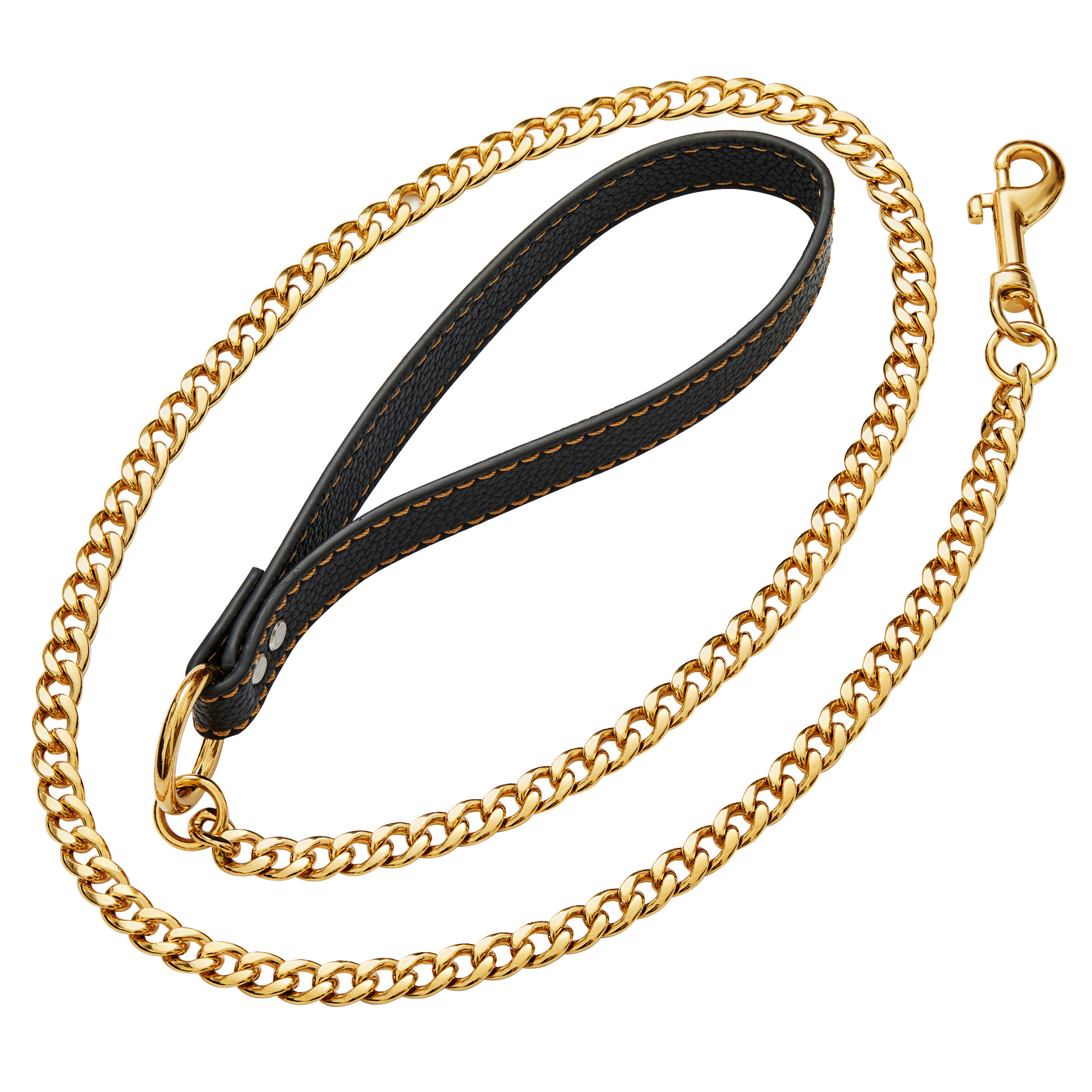 不锈钢钛钢狗链金色项圈宠物用品费焊口链条nk加罗链牵引绳11.5mm