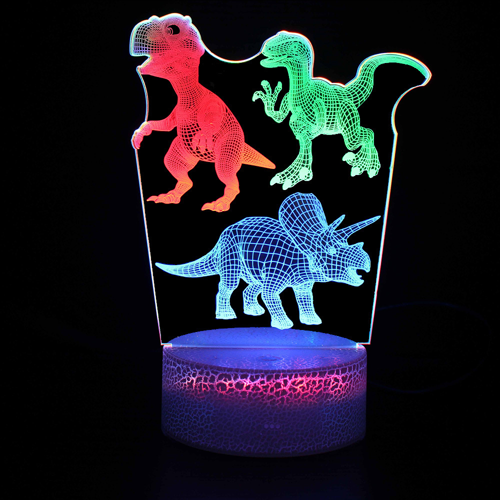 factory exclusive supply dinosaur 3d small night lamp festival colorful dynamic touch remote control kt-c bedside lamp led desk lamp