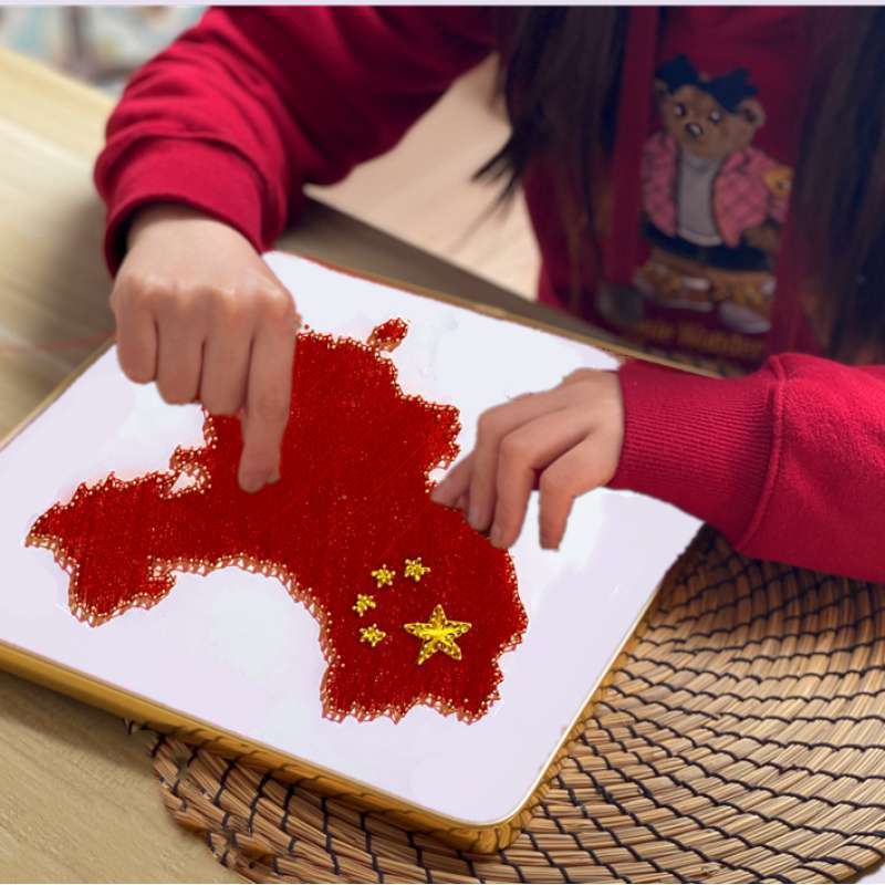 红色爱国主题钉子画绕线画diy材料包暖场活动团建儿童作业手工画