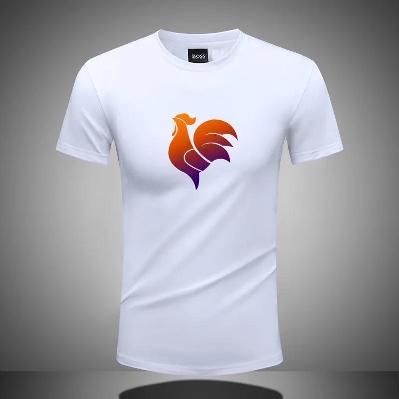 法国大公鸡冰丝莫代尔短袖t恤男青年印花宽松休闲百搭体恤衫潮流