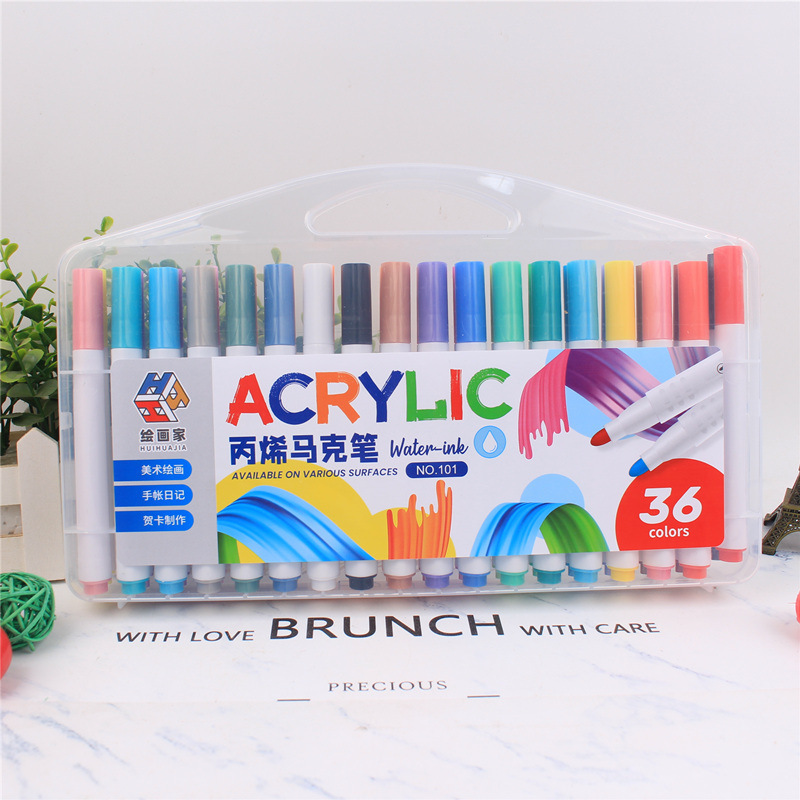 Acrylic Marker Pen 12 Colors 24 Colors 48 Color Screen Red Cloth Ceramic Wooden Top Drawing Pen Waterproof Marker Wholesale
