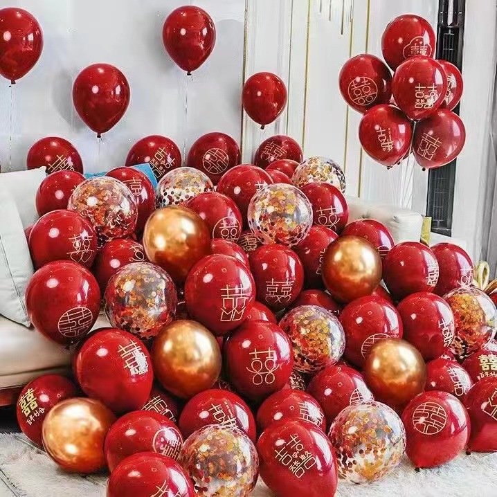 Wedding Room Layout Balloon Wedding Balloons Double-Layer Thickened Pomegranate Ruby Red Balloon Engagement Wedding Ceremony Supplies