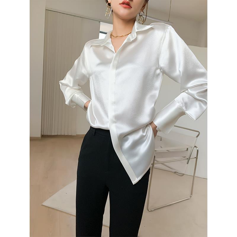 日本进口三醋酸缎面衬衫长袖重磅双面缎衬衣女式衬-阿里巴巴
