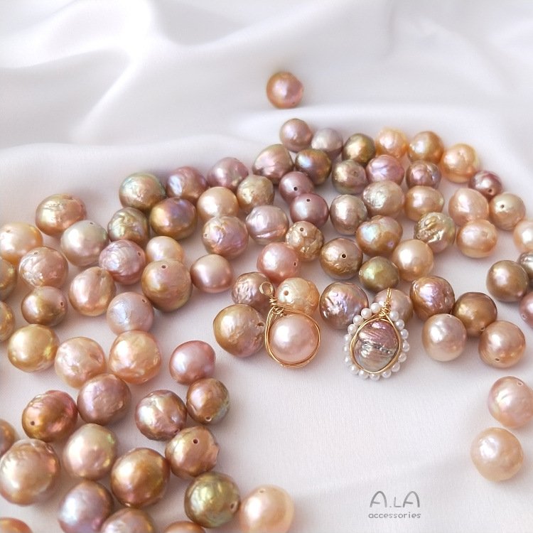 天然淡水珍珠彩色散珠爱迪生巴洛克异形炫彩强光diy手工饰品配件