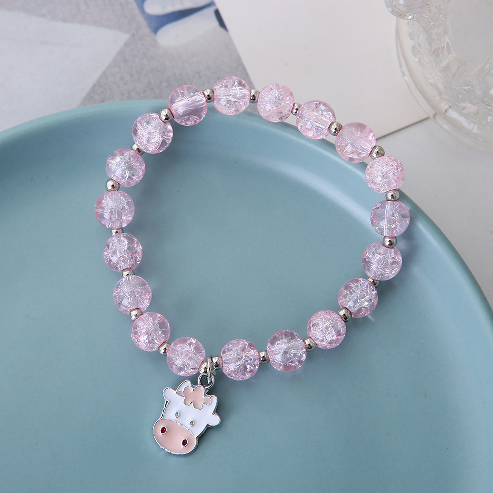 水晶手链女公主玻璃串珠可爱女宝宝手环学生首饰简约手镯卡通饰品
