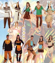 万圣节野人服装 男女印第安儿童豹纹虎皮土著人演出服非洲舞蹈服