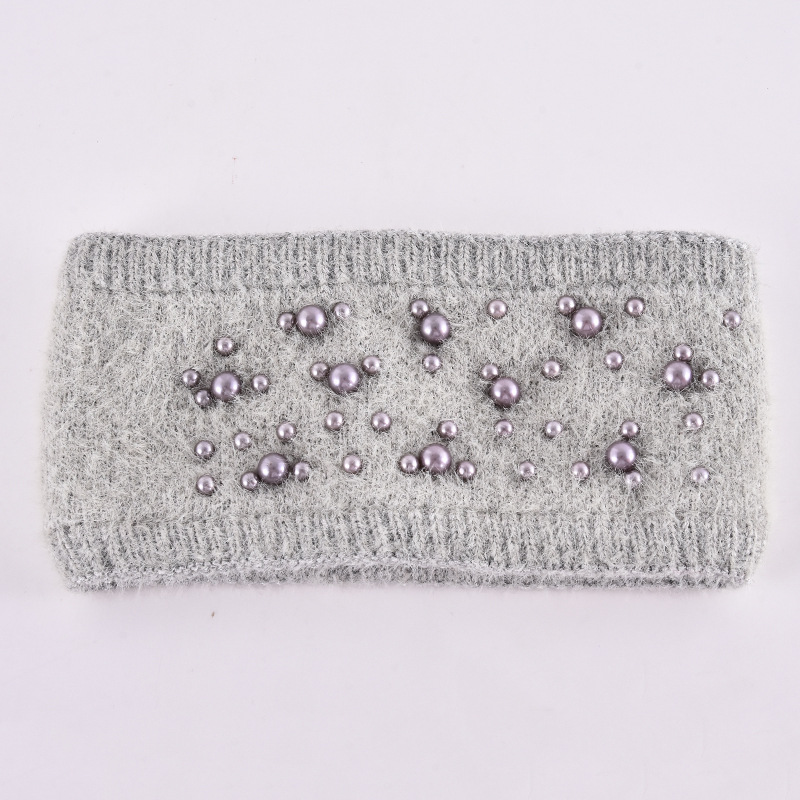 Autumn and Winter Imitation Mink Fleece-Lined Pearl Plush Knitted Hair Band out Korean Headband Hair Accessories Pregnant Woman Confinement Head Guard