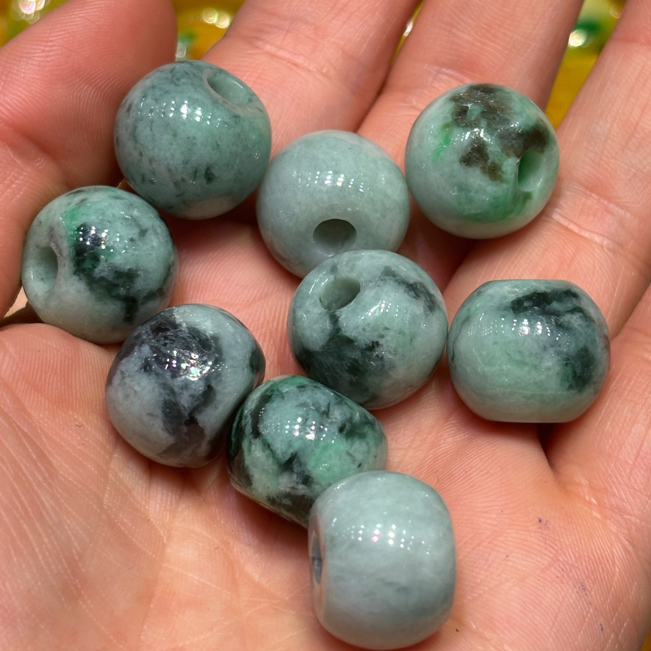 天然a货翡翠桶珠散珠diy文玩佛珠饰品配饰手机链手链吊