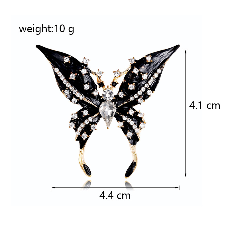 Korean Style Creative Butterfly Oil Drip Brooch Alloy Rhinestone Insect Animal Pin All-Match Business Suit Corsage Badge