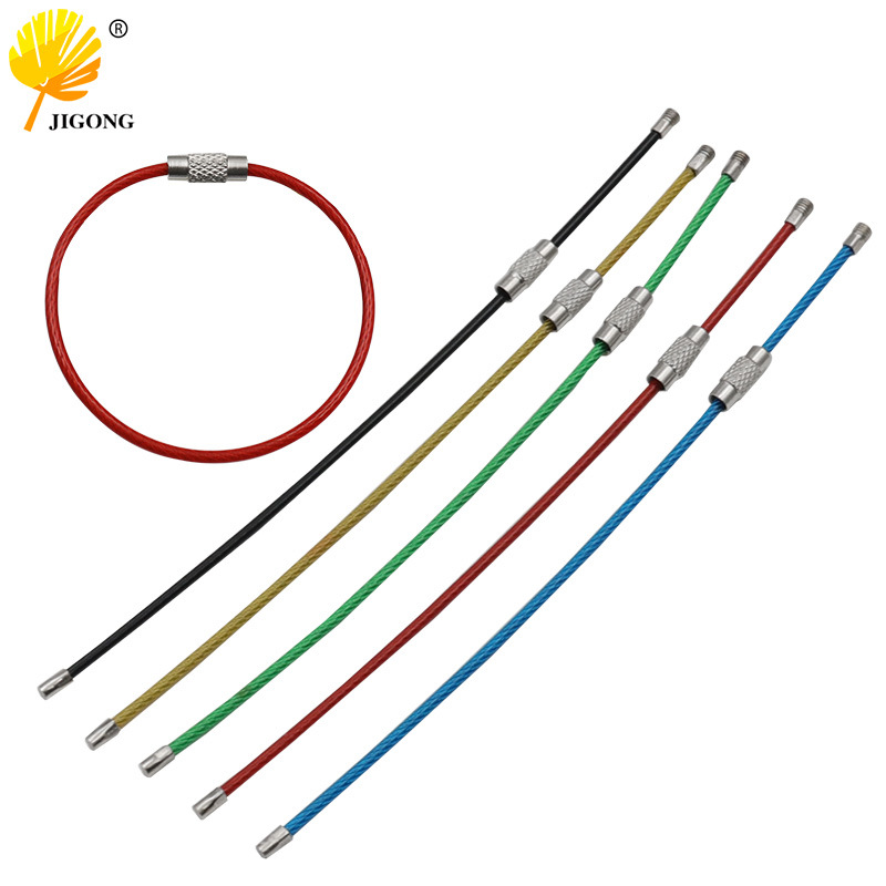 钢丝绳圈钢丝锁扣 不锈钢钥匙扣 彩色钢丝圈 吊牌钢丝绳钥匙环