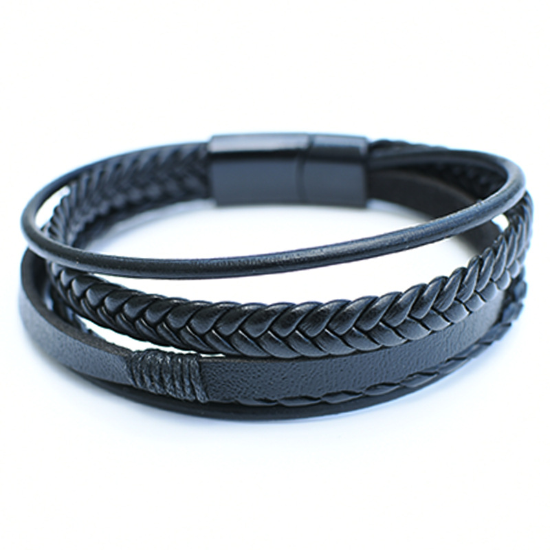欧美跨境热销皮绳编织皮手链男士简约手带个性潮流手饰品手环手镯