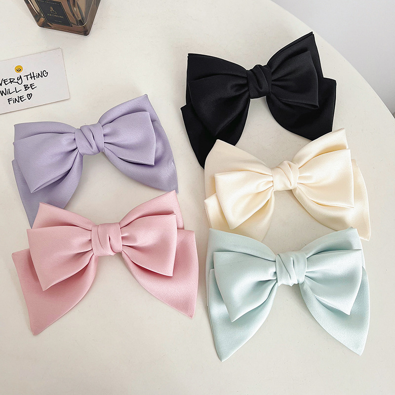 French Satin Bow Barrettes Head Clip Back Head Clip High Sense Internet Celebrity Hairpin Hair Ornaments Hairband E297