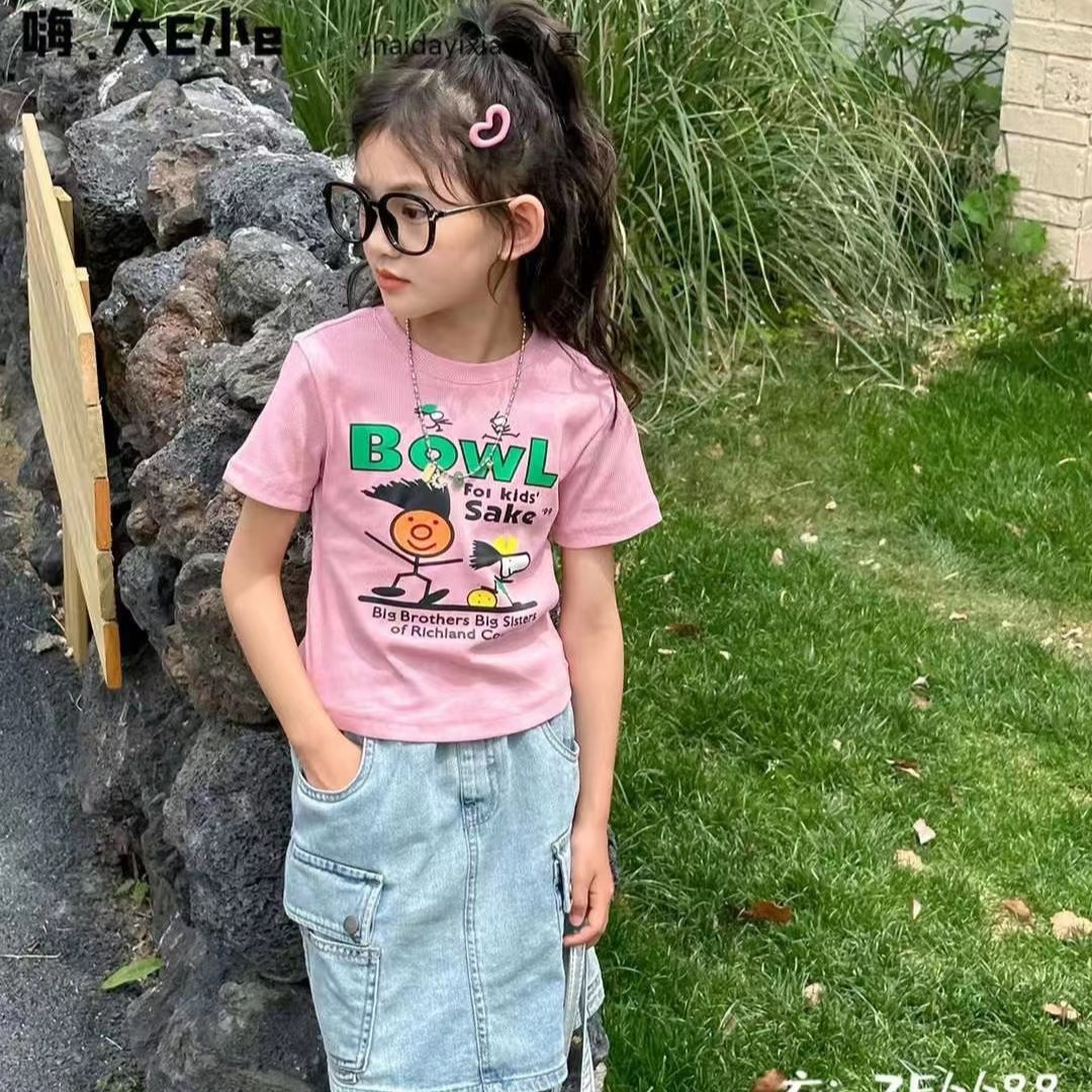 大e小e品牌童装夏款印花韩版童t恤 中大童上衣 女童t恤衫-阿里巴巴