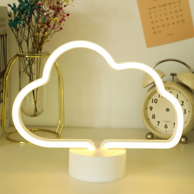 led底座霓虹云朵ins风卧室派对装饰的 创意台式小夜灯 价格实惠